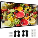 XBJ Écran de projection 120 pouces 16:9 | Écran de projection double face pliable anti-froissement HD 4K portable, angle de vision large de 160°, cordes et crochets extra longs pour une installation facile, intérieur/extérieur home cinéma/fête dans le jardin image 0