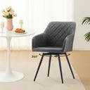 CLIPOP Faux Leather Dining Chairs, Set of 2, 360 °Swivel Upholstered Kitchen Chairs Armchair with Backrest and Metal Legs for Home Office Bedroom Living Room Lounge 0588 deep grey 54.5*60*84 cm image 1