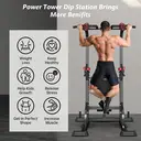 Pooboo Multifunction Power Tower with Bench and Rock Climbing Grip Pull Up Bar Dip Station for Home Gym Workout Strength Training Fitness Equipment image 7