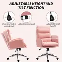 HOMCOM Home Office Chair, Upholstered Sherpa Fleece Desk Chair with Height Adjustable, Tilt Function and 360° Swivel Wheels for Home Office and Study Room, Pink image 4