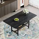 Table à manger rectangulaire style industriel 160×90×76 cm Étagère de rangement multifonction Table pour 4-6 personnes Pour salon/cuisine/salle à manger image 4
