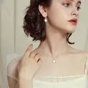 Ever Faith Freshwater Pearl Pendant Necklace with Cubic Zirconia Dangle Earrings image 1