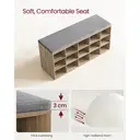 VASAGLE Shoe Bench, 15 Open Storage Compartments, 105x30x48cm, Oak with Blue Grains and Grey image 5