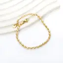 18K Gold Plated Wheat Bead Chain Bracelet, 3.2mm x 5mm Stainless Steel Oval Bead Link Jewelry (17+5cm) image 4