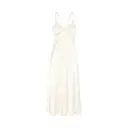 narrow lace v-neck beige silk-like suspender dress  XL image 0