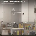 HOMCOM Kitchen Island on Wheels with Drawer, Rolling Kitchen Storage Trolley with 3-Tier Spice Rack, Towel Rack and Adjustable Shelf, White image 4