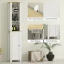 kleankin Slim Bathroom Storage Unit with Open Compartment, Bathroom Storage Cabinet with Adjustable Shelf, 34 x 23 x 165 cm, White image 5