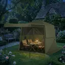 Outsunny 2 x 2 m Pop Up Gazebo with Awning, Waterproof Instant Shelter for Garden BBQ, Fishing, Camping, Easy Setup Garden Gazebo with Sides, Mesh Windows & Carry Bag, Army Green image 7