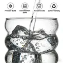 Ju7cer  Glass CupBubble Glasses with Straw, Wave Glasses, Tumblers, Glass Cups, Water Glasses for Latte Macchiato, Iced Coffee, Whisky, Cocktails, Yogurt, Soda Coffee360ml 1pc image 4