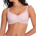 ubras Mesh Trimmed Wave Neck Support Bra -, Couple Gift Perfect Gift for woman, Mesh Decor Lingerie - Dusty Pink-M, Suitable for Any Season image 0