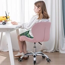 CLIPOP Pink Office Desk Chair Adjustable Height Computer Swivel Chair with Chrome Base and 360° Castors, PU Leather Computer Desk for Home Office Study Room 0098 pink 48*36*80 cm image 8