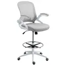 Vinsetto Drafting Chair with Flip-up Armrest, 360 Degree Swivel Mesh Office Stool with Foot Ring, Height Adjustable Chair for Standing Desk, Light Grey image 0