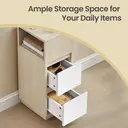 Ochama Set of 2 Narrow Side Tables, Slim End Table with 2 Drawers, 1 Open Compartment, for Living Room, Bedroom, Natural Beige image 7