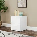 HOMCOM Bedside Table, Bedside Cabinet with 2 Drawers, Modern Side Table with Storage for Bedroom, Living Room, High Gloss White image 7