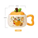 Everything goes well 400ml/13.5oz Chinese-style household simple and lovely ceramic cups with orange lids image 1