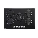 Belling GTG753RI BLK Gas Hob – 75 cm Black Glass, 5 Burners, Cast Iron Pan Supports, Multi-Point Ignition  image 0