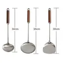 PURECOOK Spatula & Ladle Series | 304 | Wooden Handle | 3-Piece Spatula & Ladle Set image 1