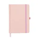 Jubiluu Carnet de poche A6 Premium à couverture rigide en similicuir PU avec pages lignées - 80 feuilles (papier offset 100 g/m²), marque-page, bande élastique et porte-stylo - Planificateur non daté pour prendre des notes, croquiser des idées, établir des listes ou tenir un journal personnel - Rose blush image 0