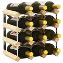 MINGHOU 12-Bottle 3×3 Grid Wine Rack Wood & Galvanized Steel Combination Freestanding Wine Storage Organizer for Home Bar Kitchen image 1