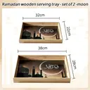 Ramadan wooden serving tray - set of 2 -moon image 1