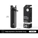 POWCAN by Meoky 26oz Dual-Opening Sports Water Bottle with Carry Handle –Black image 5