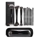 MAANGE Ensemble de 10 pinceaux de maquillage multifonctions à double embout - Noir image 3