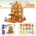 XINQIYUAN Jouet Éducatif Dalles Magnétiques Billes Magnétiques Enfant Set de Blocs de Construction Assemblage Dalles Thème Villa 7.5cm 81pièces [Mélange aléatoire – Couleurs issues uniquement de la photo principale] image 1