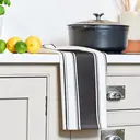 Dexam Tea Towel Love Colour Striped 100% Cotton Black 46x71cm image 1