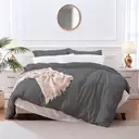 LeBonsoir Dark Gray Bedding Duvet Cover Set，220x200cm/50x75cmx2 Breathable Durable Soft Comfy， with Zip， 3 Pieces， Includes 1 Duvet Cover & 2 Pillowcases，NO Comforter image 4