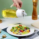 BJ Flacon à huile en verre 630 ml, ouverture et fermeture automatique, pour huile, sauce, vinaigre et assaisonnement, blanc image 8