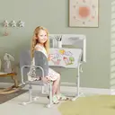 AIYAPLAY Kids Desk and Chair Set, Height Adjustable Children School Study Desk, Student Writing Desk with Tiltable Desktop Drawer, Pen Slot, Reading Rack for Ages 3-13 Years, Grey image 5