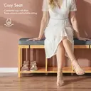 HOMCOM Bamboo Shoe Bench with Seat for Two People, 102cm Modern Entryway Shoe Bench with Open Shelf for Entryway Hallway Bedroom, Natural Wood Finish image 3