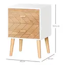 HOMCOM 2 Drawers Bedside Table with Pine Legs, Bedroom Wooden Storage Cabinet, Natural image 2