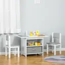 HOMCOM 3 Pcs Kids Table & Chairs Set Mini Seating Furniture Home Playroom Bedroom Dining Room w/ Storage Drawers Safe Corners for 2-4 Years old White image 7