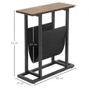 HOMCOM Table d'appoint bout de canapé table d'entrée avec porte-revues strucuture en acier design industriel - 49 x 19 x 55 cm noir marron foncé image 2