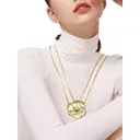 18K Gold Plated Large Floral Pendant Necklace, 26 Inch Long Chain Statement Jewelry image 5