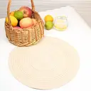 Lot de 6 sets de table ronds en polyester et coton tissé effet pailleté, diamètre de 38 cm - Beige / or image 2