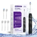Smart Electric Toothbrush, 6 brush heads, 5 brushing modes, 75-day ultra-long battery life, smart timer, essential for oral hygiene, Black image 6