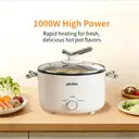Plodon Electric Hot Pot 2.0L Portable Multifunctional Non-stick Cooking Pot, 1000W Rapid Noodles Electric Pot Wok Slow Cooker for Steak, Egg, Ramen, Oatmeal Soup with Dual Power Control image 3