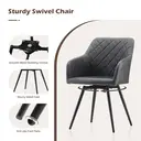 CLIPOP Faux Leather Dining Chairs, Set of 2, 360 °Swivel Upholstered Kitchen Chairs Armchair with Backrest and Metal Legs for Home Office Bedroom Living Room Lounge 0588 deep grey 54.5*60*84 cm image 5