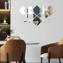 WhereHike Lot de 16 stickers miroir losanges emboîtables en PVC argent - 1,7-9,5 cm image 2