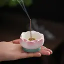 JU7CER 1pc Incense Burner for Home Use Indoor Ceramic Lotus-Shaped Incense Holder Incense Offering Burner Aromatherapy Burner Tea Ceremony Incense Burner Sandalwood Incense Burner Hui Lian Incense Holder image 2