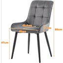 CLIPOP Cream Dining Chairs Set of 2 Velvet Upholstered Kitchen Chairs with Soft Backrest and Metal Legs, Lounge Leisure Reception Chairs for Dining room Living room or Office 0199 deep grey velvet 48.5*45.5*83 cm image 2