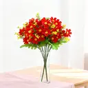 Wei's Moment 6 Bundles of Artificial Balcony 
Plants and Indoors, Plastic Flowers Decoration, Faux Plastic, UV-Resistant Flowers for Graves and Garden Bright red image 3