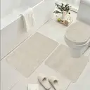 3 pcs Bathroom Rug Set Includes Bath Rug, Contour Mat and Toilet Lid Cover, Machine Washable, Super Soft Microfiber & Non Slip Bath Rugs with Rubber Backing,Beige diamond pattern image 0