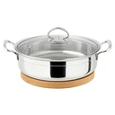 Stainless Steel Hot Pot with Glass Lid - 32cm image 1