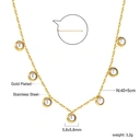 18K PVD Gold Stainless Steel Half-Pearl Station Necklace, 40+5cm Dainty Beaded Choker image 5