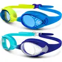 OutdoorMaster Kids Swim Goggles 2 Pack - Quick Adjustable Strap Swimming Goggles for Kids, Yellow&Blue+Blue image 0