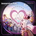 Tokky Pink Gatling Bubble Gun, 48-Hole Automatic Bubble Machine with Colorful LED Lights, USB Charging & 360° Leak-Proof Design, Tactical Appearance Girl's Toy, Suitable for Weddings, Parties, Birthday Gifts image 3