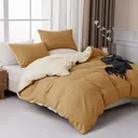 MENDALE Duvet Cover Set - Premium Bedding Set - 135*200 cm Duvet Cover with 75*50 cm Pillow Case - Soft Brushed Microfiber- Bown & Yellow image 0